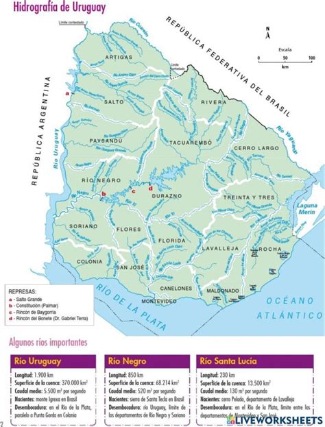 Mapa de Uruguay con indicadores de desarrollo social y equidad