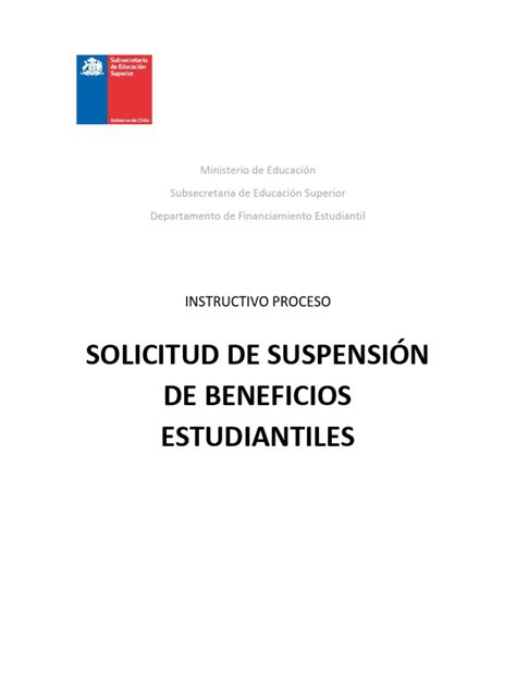 Esquema del proceso de solicitud de suspensión de beneficios estudiantiles