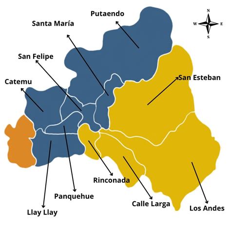 Mapa de la ubicación de San Felipe en el Valle de Aconcagua