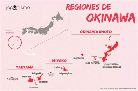 Mapa de las islas de Okinawa destacando la ubicación de Ogimi, la 
