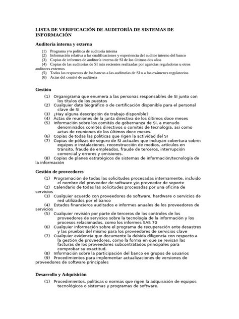 Checklist visual para auditoría de seguridad y gestión de acceso