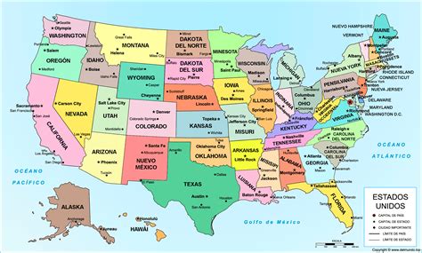 mapa de Estados Unidos con principales centros económicos