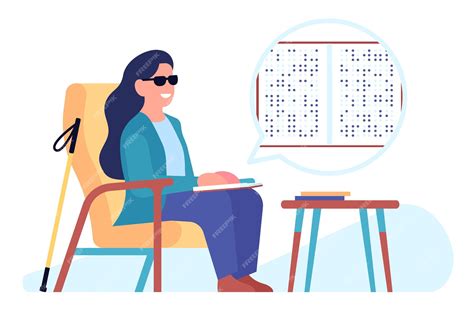 Foto de una persona ciega utilizando el sistema Braille o un bastón blanco