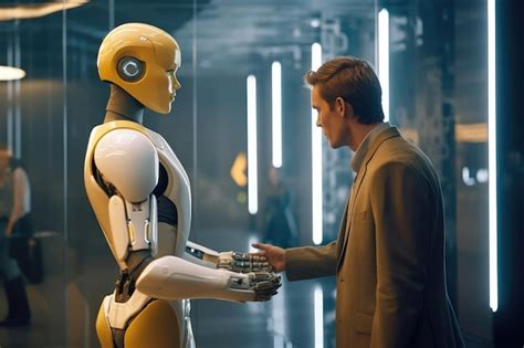 Fotografía de un robot humanoide interactuando con una persona mayor