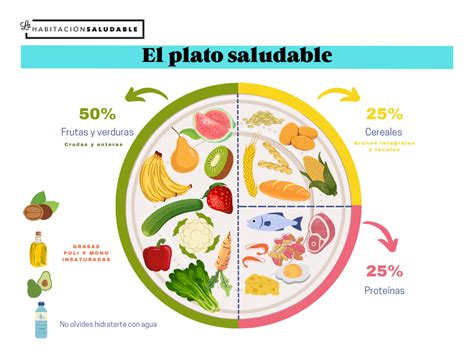 Esquema de un plato saludable con porciones adecuadas para adultos mayores