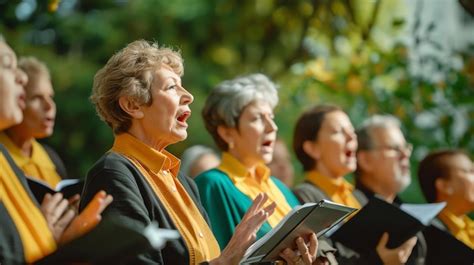 Foto de adultos mayores cantando en un escenario con público