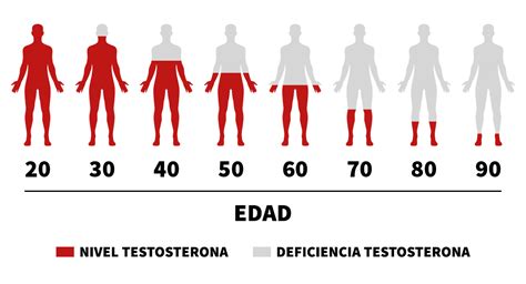 Gráfico ilustrando la disminución de testosterona con la edad en hombres