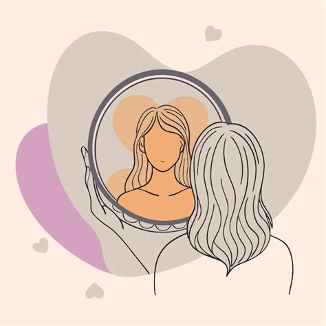 Ilustración de una persona mirándose al espejo con una sonrisa, reflejando autoconfianza y autoaceptación, rodeada de elementos abstractos que simbolizan la diversidad sexual.