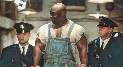 Collage de los personajes principales de La Milla Verde: Paul Edgecomb, John Coffey, Brutus Howell y Percy Wetmore.