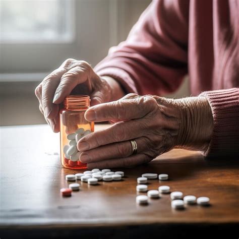 Foto de una persona mayor tomando una pastilla