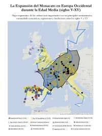 Mapa de la expansión del monacato en Europa