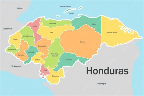 Mapa de Honduras con las zonas de intervención del programa de salud visual de la UNAH