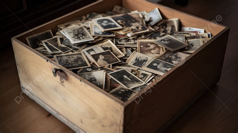 Una caja llena de objetos vintage y fotos antiguas