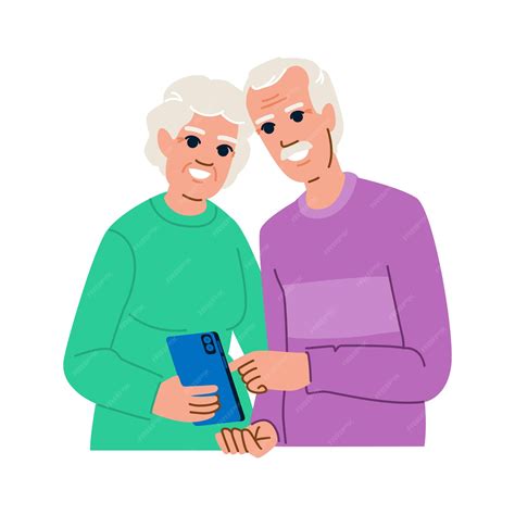 Ilustración de un adulto mayor usando una tablet para videollamada