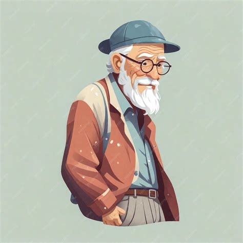 Ilustración de un anciano cayendo de un poste en un estilo de animación abstracto o simbólico