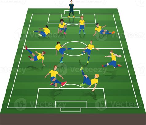 Campo de fútbol con jugadores en movimiento