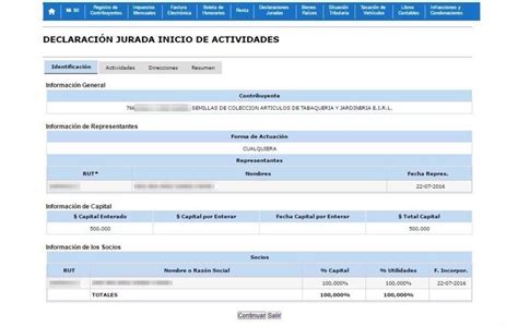 Esquema de pasos para el inicio de actividades online en el SII