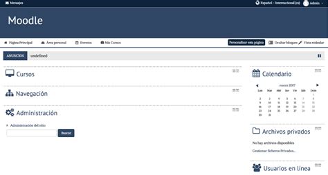 Interfaz de usuario de una plataforma Moodle (Aula Virtual) con cursos listados