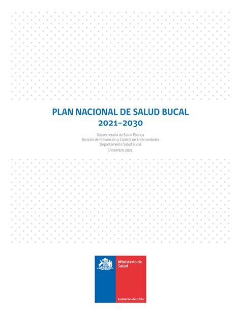 Esquema del Plan Nacional de Salud Bucal 2021-2030