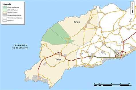 Mapa de carreteras y accesos al Parque Nacional de Timanfaya