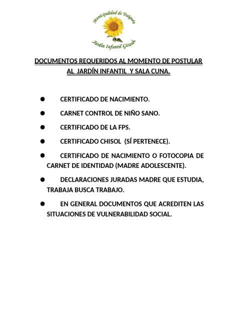 Documentos necesarios para postular a beneficios sociales