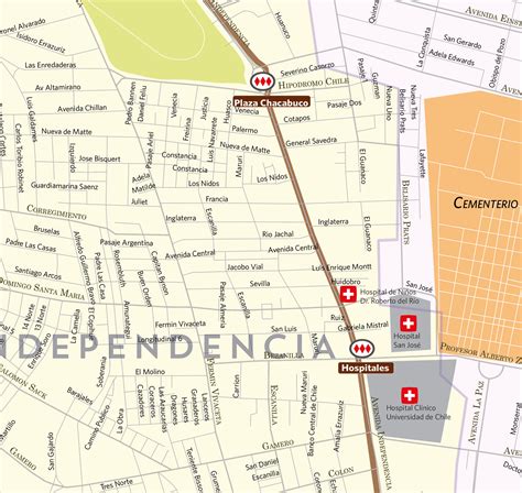 Mapa de la comuna de Independencia, Región Metropolitana.