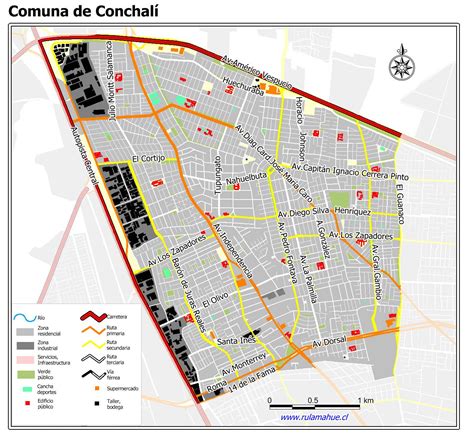 Mapa de la comuna de Conchalí dentro de la Región Metropolitana de Santiago
