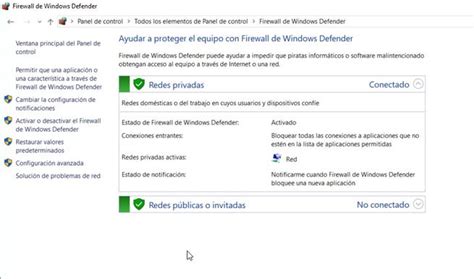 Configuración del Firewall de Windows Defender
