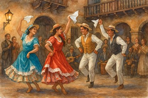 Representación artística de la zamacueca y sus influencias.