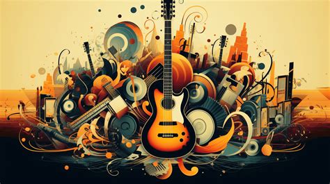 Infografía que ilustra la fusión de géneros musicales (clásico, folk, jazz, bluegrass)