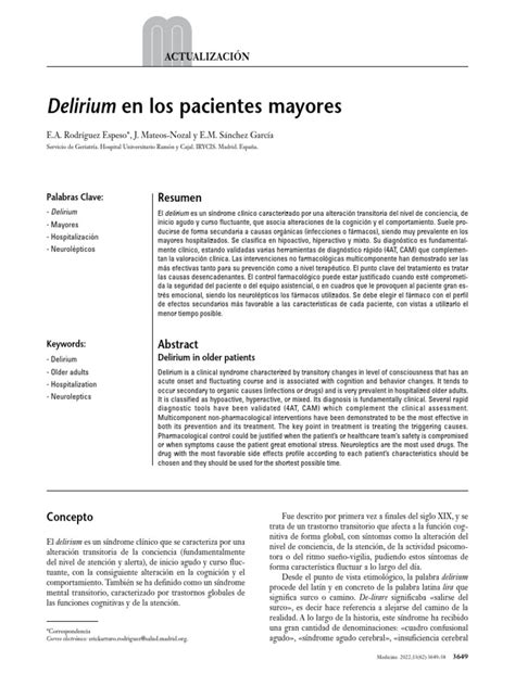 Esquema de las manifestaciones del delirium en adultos mayores