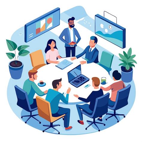 Equipo de personas colaborando en una reunión, con gráficos que representan el crecimiento y la sinergia