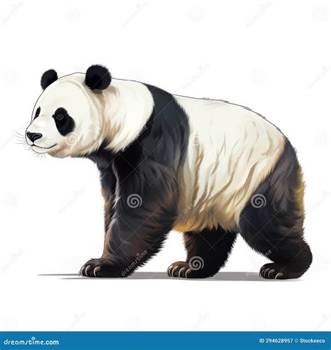 Ilustración de un oso panda bebé abrazando una pierna