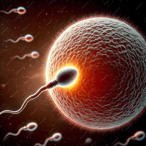 Espermatozoides dirigiéndose hacia el óvulo en una vista microscópica