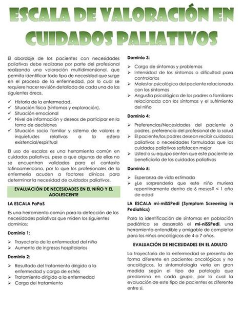 Esquema de las principales escalas de valoración funcional en cuidados paliativos
