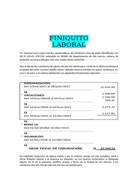 Ilustración: Documento de finiquito laboral siendo firmado