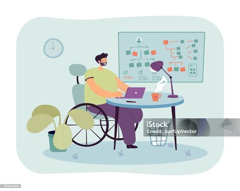 Ilustración de una persona con discapacidad trabajando