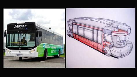 Esquema de un bus eléctrico moderno en un entorno urbano