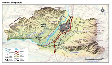 mapa geológico de la región de Quillota con énfasis en la composición del suelo y la presencia de fallas geológicas