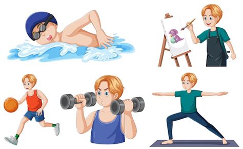 Ilustración de un adolescente realizando una actividad que le apasiona (deporte, arte, música)
