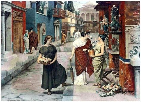 Pintura mural romana representando una escena de la vida cotidiana en la ciudad
