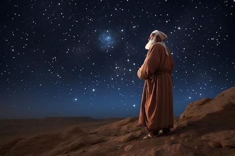 Abraham anciano mirando las estrellas