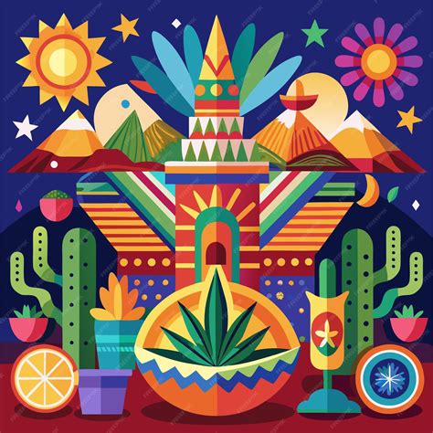 Ilustración de elementos simbólicos de brujería o curanderismo tradicional mexicano