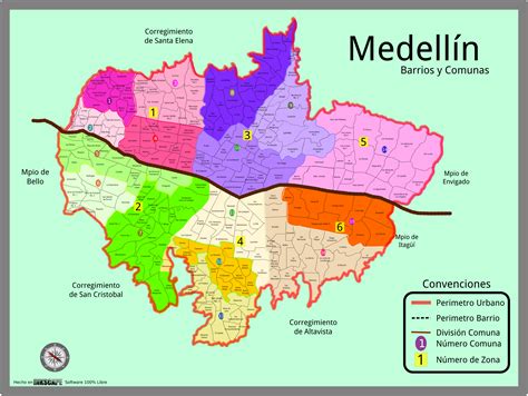 Mapa de Medellín con zonas destacadas donde opera el proyecto Vida Independiente