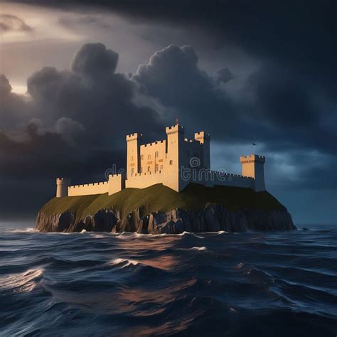 Fachada de castillo medieval con vistas al mar