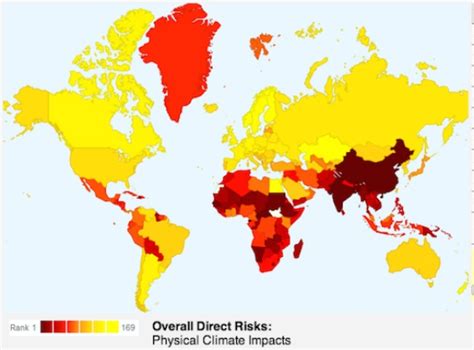 Mapa global o regional mostrando zonas afectadas por el cambio climático (temperatura, precipitación)