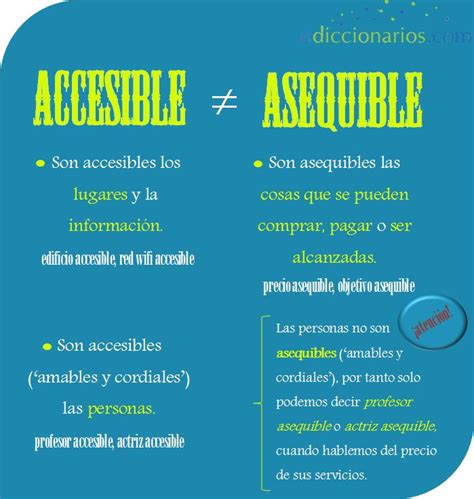 infografía comparativa de los significados de accesible y asequible