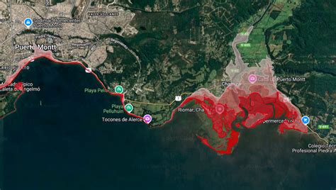 Mapa de zonas de inundación por tsunami
