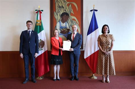 Foto de una embajadora presentando sus cartas credenciales a un jefe de estado