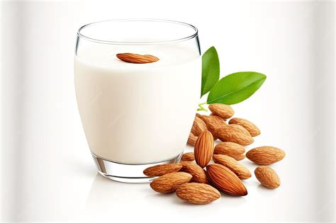 Vaso de leche de almendras rodeado de almendras, simbolizando alternativas o la importancia de la diversidad en la dieta